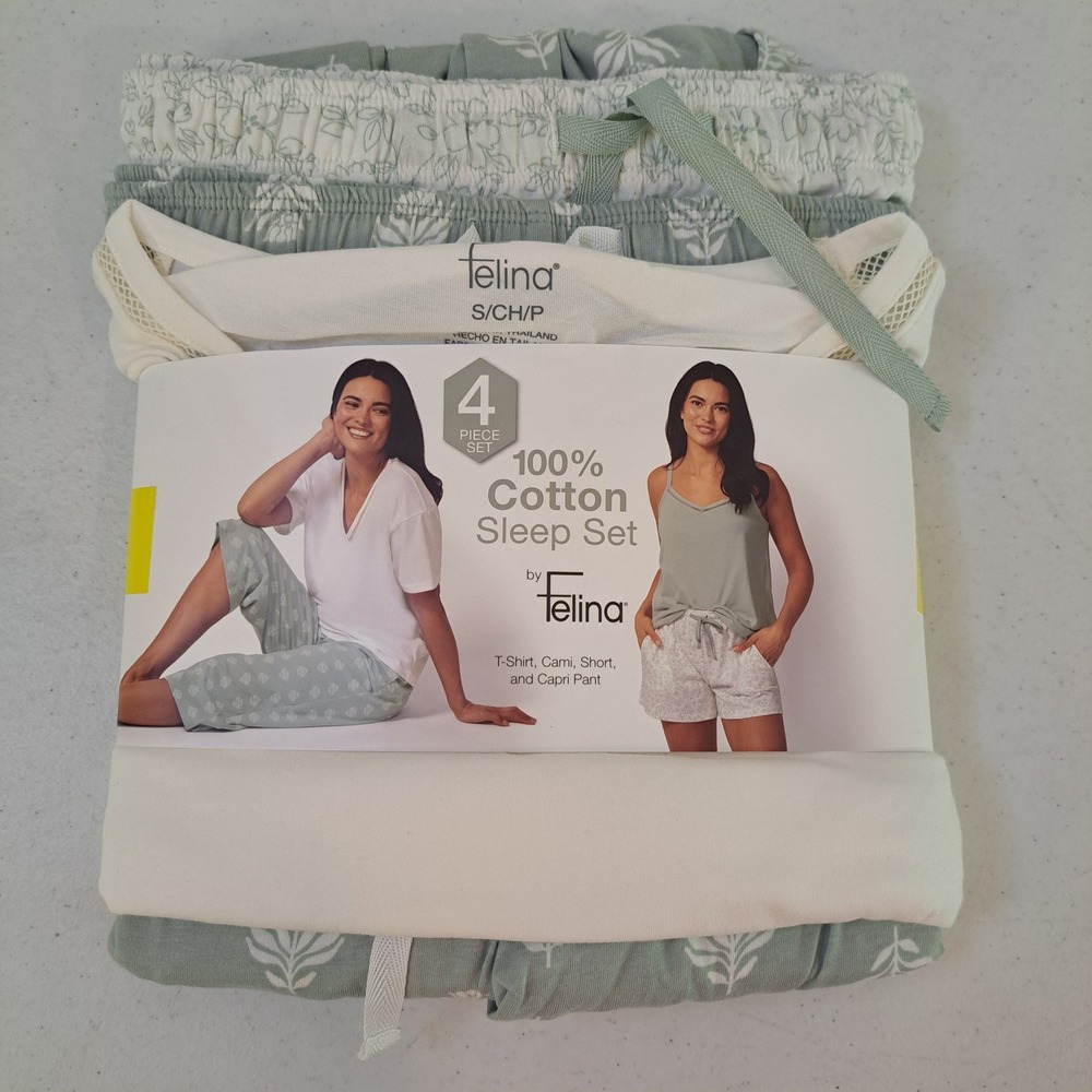 Felina Sleep Set Womens S Sage NWT T-Shirt Shorts Capri 3pc Incomplete 1531-280